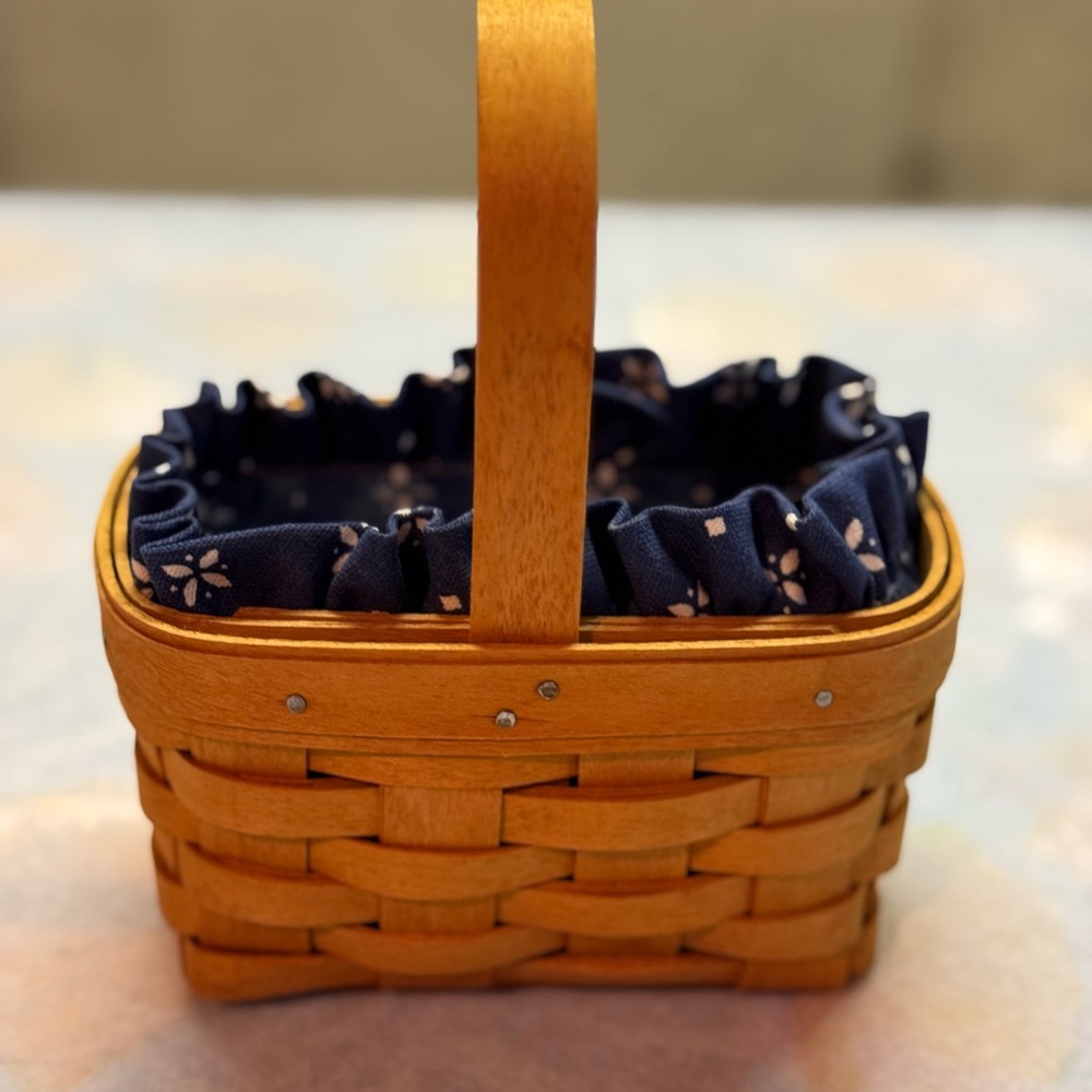 Woven Basket with Blue Fabric Liner